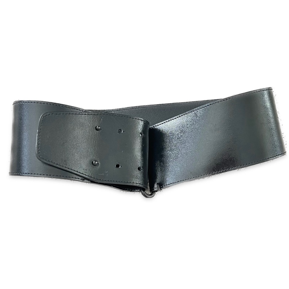 Club Monaco Black Patent Leather Adjustable Waist Belt, Designer Accessory
